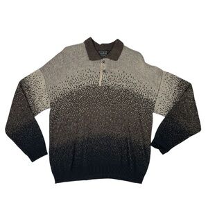 Vintage Protege Knit Polo Sweater Large Gradient Fade Brown Black 90s Streetwear